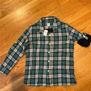 Gap kids. Plaid shirt in Green and Blue. Boys S (6-7)